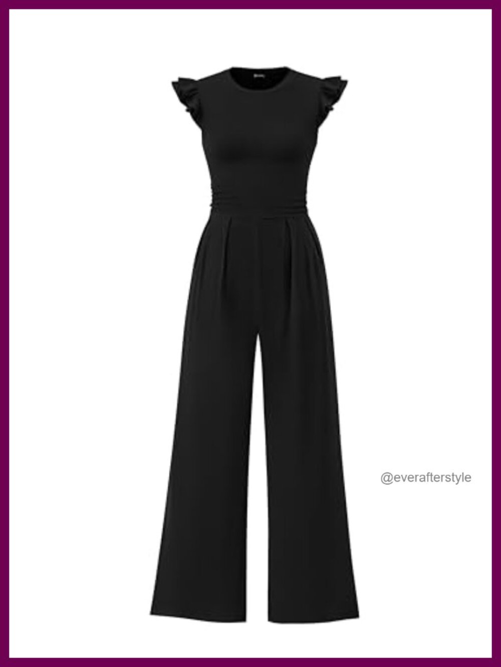 PRETTYGARDEN Cap Sleeve One Piece Jumpsuit Rib Knit Wide Leg Back Zipper